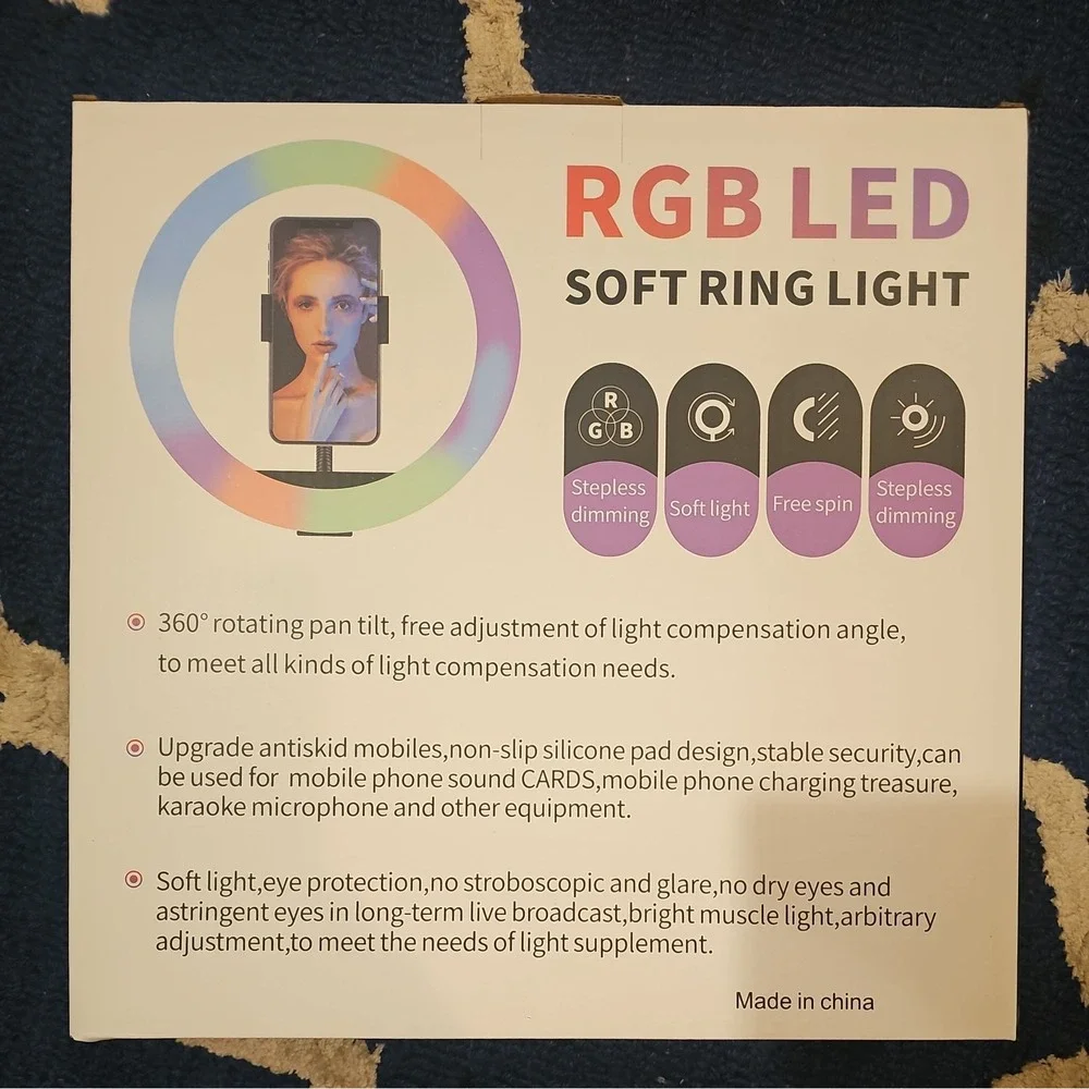 RGB LED Ring Light with‎ Phone Clip Phone Video Beauty Fill Light (MJ30)